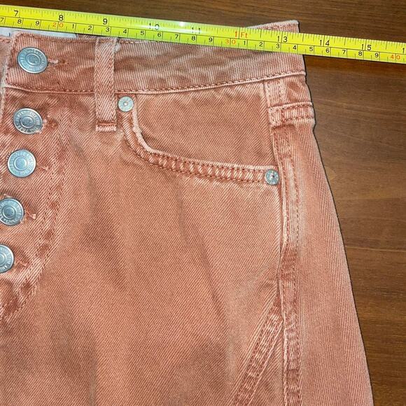 Free People Distressed Denim Mini Skirt – Burnt Orange, Size 25 - Picture 6 of 10